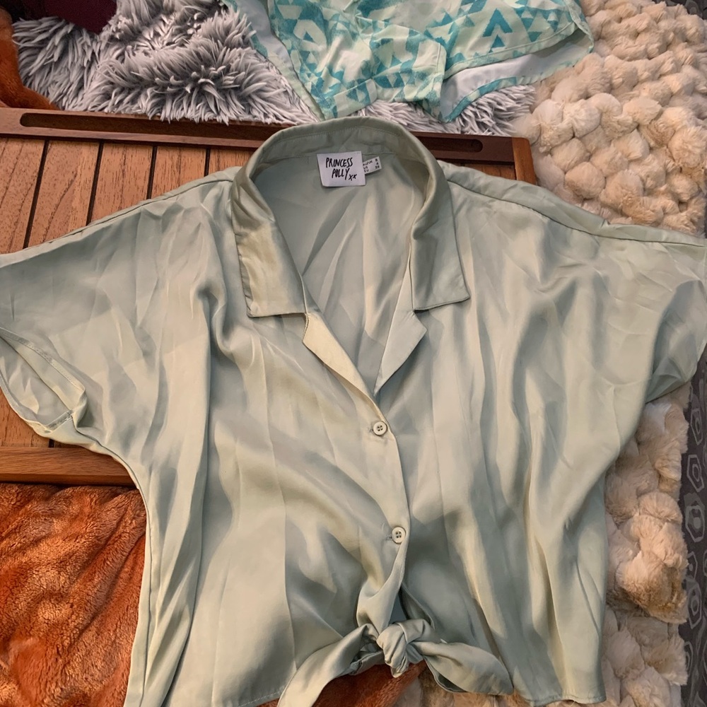 Princess Polly Light Green Silky Crop Top